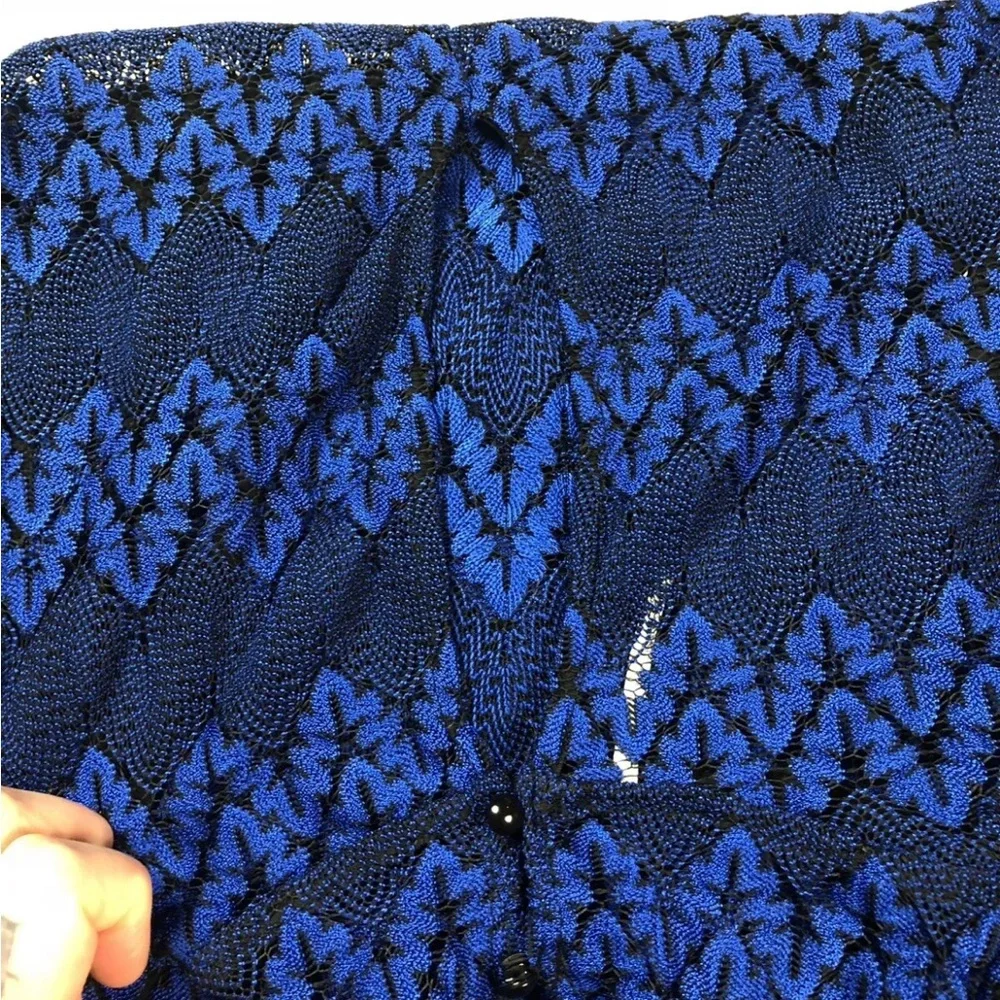 Free People Blue Black Lace Simone Bell Sleeve Crochet Dress Sz XS